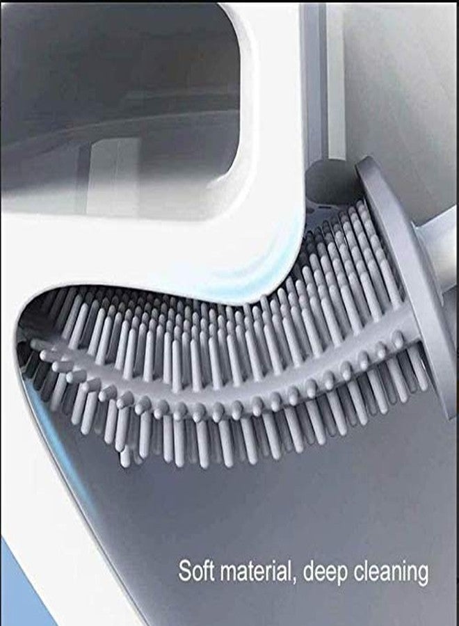 Praxon Toilet Cleaning Brush with Holder, Flexible Bristles, Silicone (Color May Very) (Multicolor) (pack of 1) - Image 4